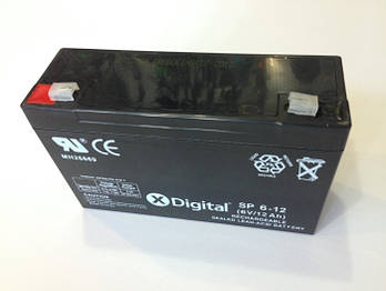 Акумулятор 6V 12Ah (пастовий) довжина — 150 мм, висота — 95 мм, ширина — 50 мм.