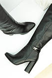 Чоботи жіночі чорні на підборах із натуральної італійської шкіри, фото 2