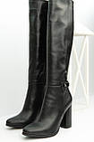 Чоботи жіночі чорні на підборах із натуральної італійської шкіри, фото 4