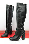 Чоботи жіночі чорні на підборах із натуральної італійської шкіри, фото 6