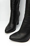 Чоботи жіночі чорні на підборах із натуральної італійської шкіри, фото 5