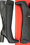 Чоботи жіночі чорні на підборах із натуральної італійської шкіри, фото 8