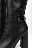 Чоботи жіночі чорні на підборах із натуральної італійської шкіри, фото 7