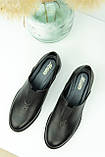 Туфлі жіночі чорні натуральна шкіра на низьких підборах осінь весна, фото 6