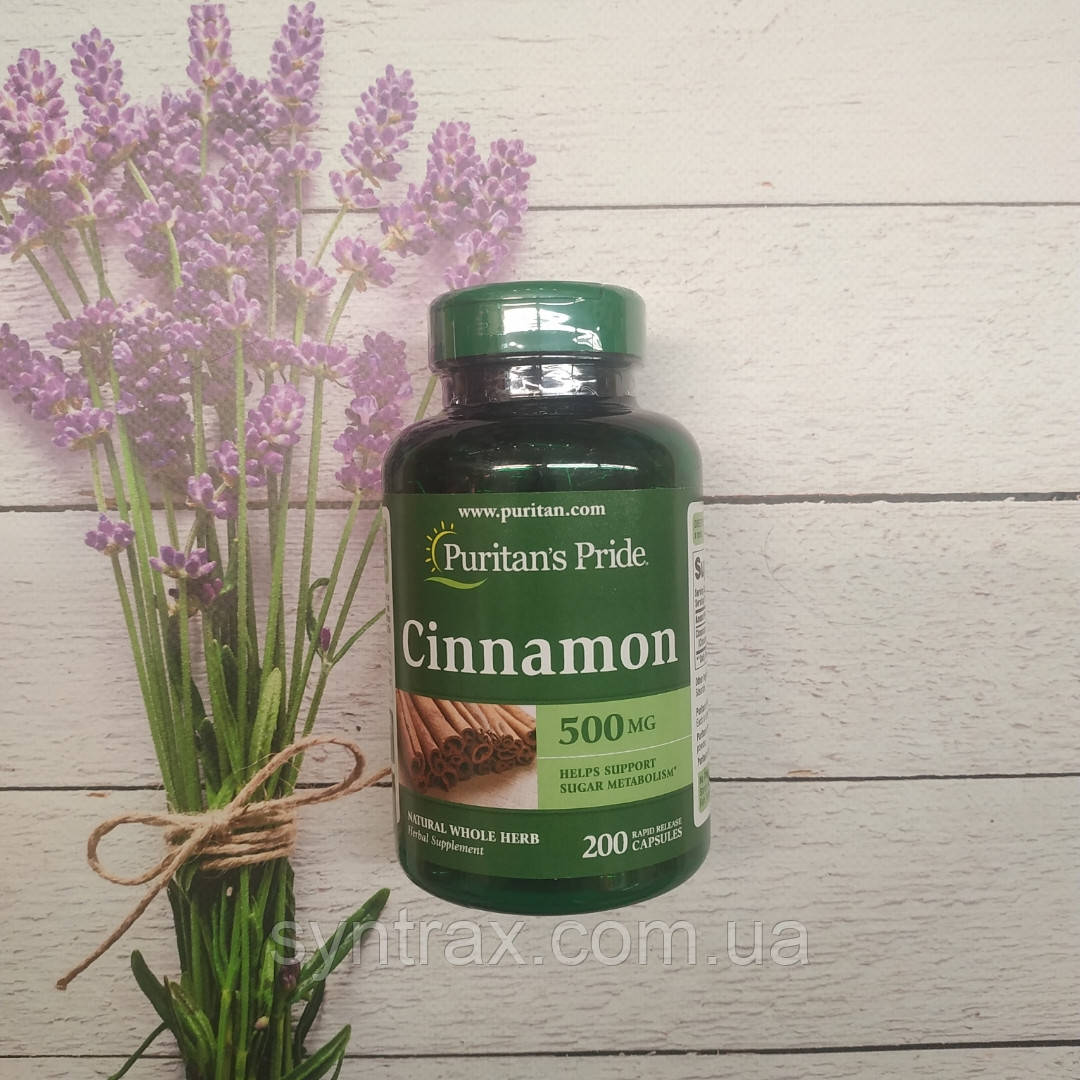Puritan's pride Cinnamon 500 mg 200 Capsules, корица
