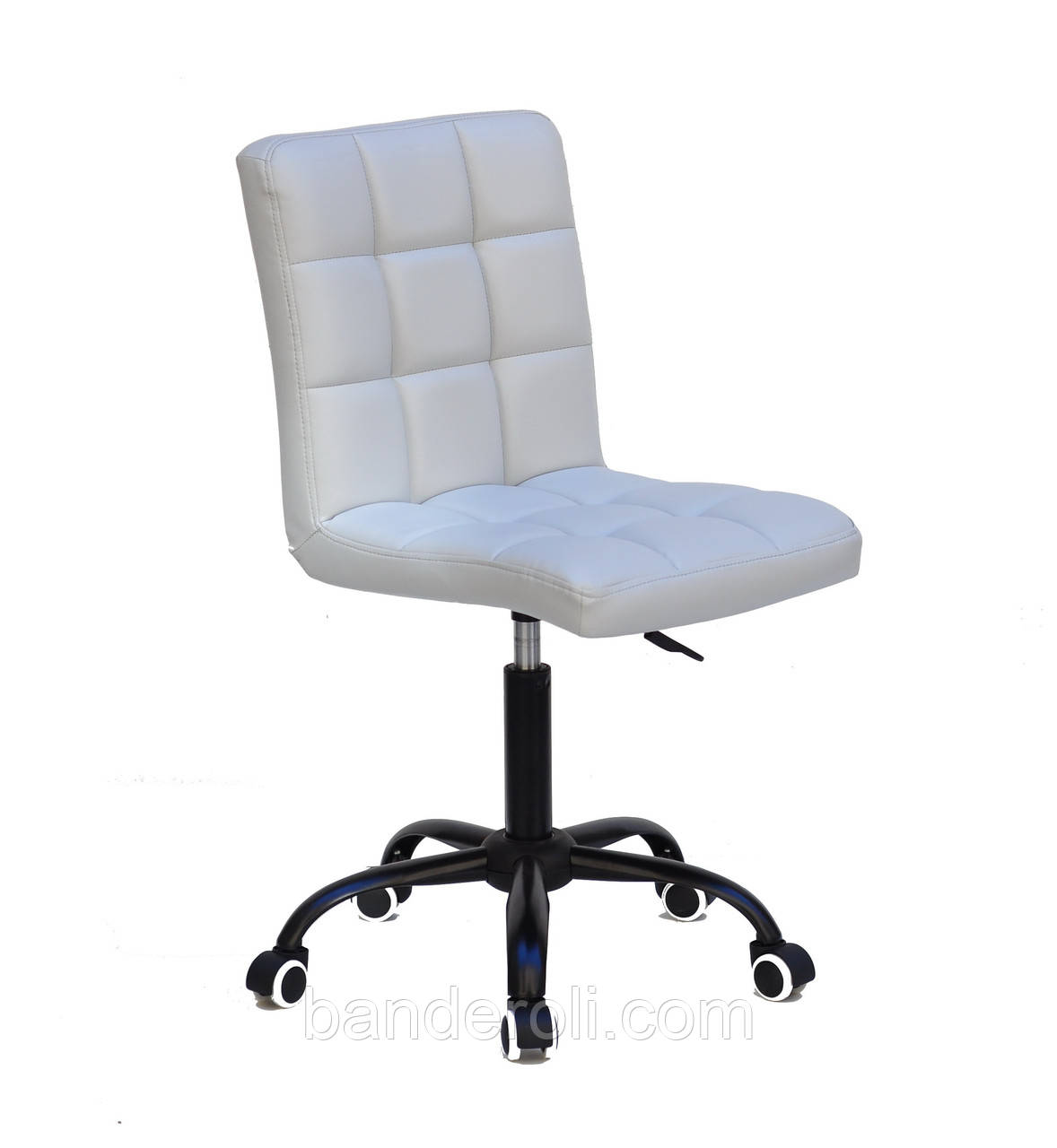 Крісло Augusto BK-Office сірий 1008 екокожа на чорній хрестовині з колесами і регулюванням висоти, фото 1