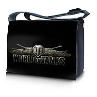 Сумка для ноутбука с клапаном (Messenger Bag) 15.6" HQ-Tech (WOT2) "Танки ч/б", с картинкой фотографического