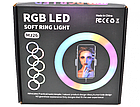 Різнобарвна кільцева селфи лампа RGB 26см MJ26, без штатива, фото 10