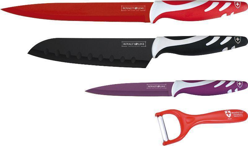 Набор кухонных ножей Royalty Line RL-COL3 с антипригарным покрытием и керамической овощечисткой