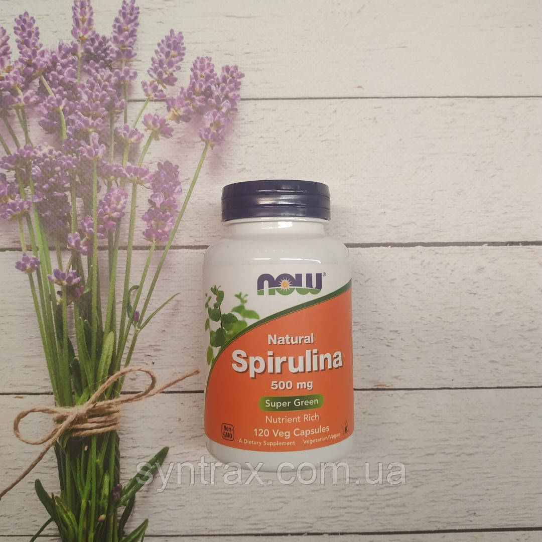 Now Foods Spirulina 120 veg caps 500 mg, Спіруліна Нау фудс