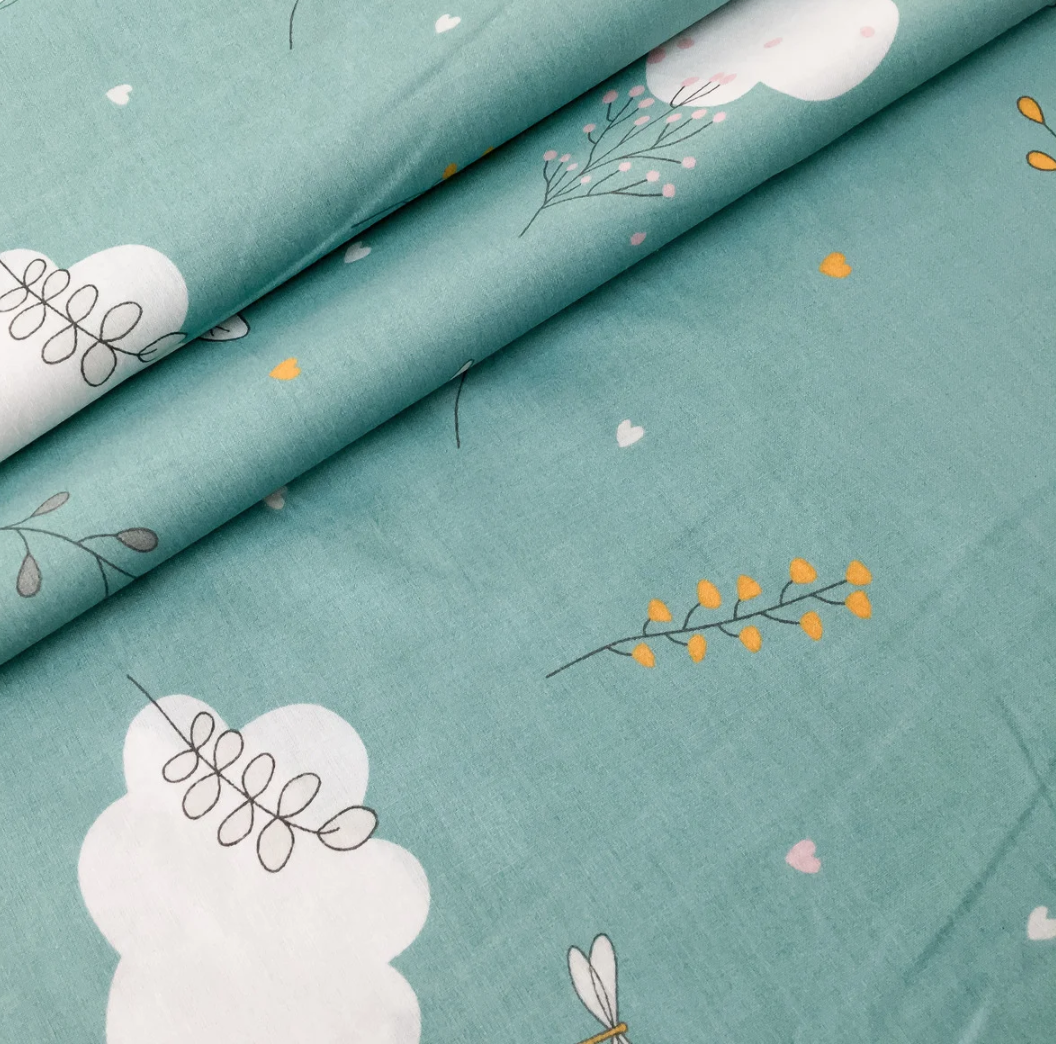 Польська бязь "Гілочки з хмаринками на м'ятному", фото 1