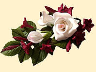 Цукрова прикраса для торта Троянда Белые с бодовым