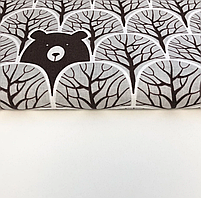 Польська бязь "ведмедики, єноти, лисички в сірому лісі", фото 3