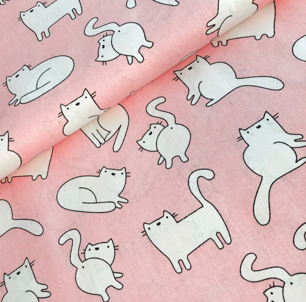 Польська бавовняна тканина "кішки на рожевому"