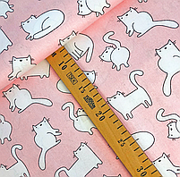 Польська бавовняна тканина "кішки на рожевому", фото 2