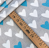 Польська бязь "серця білі блакитні на сірому", фото 3