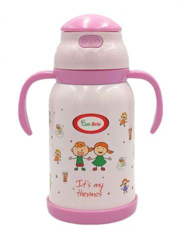 Дитячий вакуумний термос CON BRIO з подвійними стінками нержавіюча сталь 380 мл Рожевий 383CBрож, фото 1