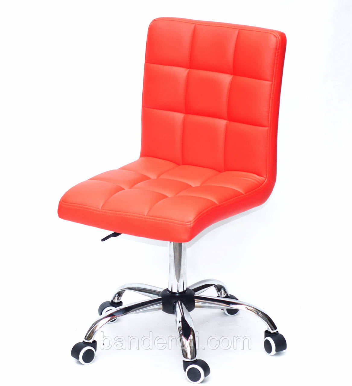 Крісло Augusto CH-Office екокожа ЧЕРВОНИЙ 1007 хромованою хрестовиною з колесами і регулюванням висоти, фото 1