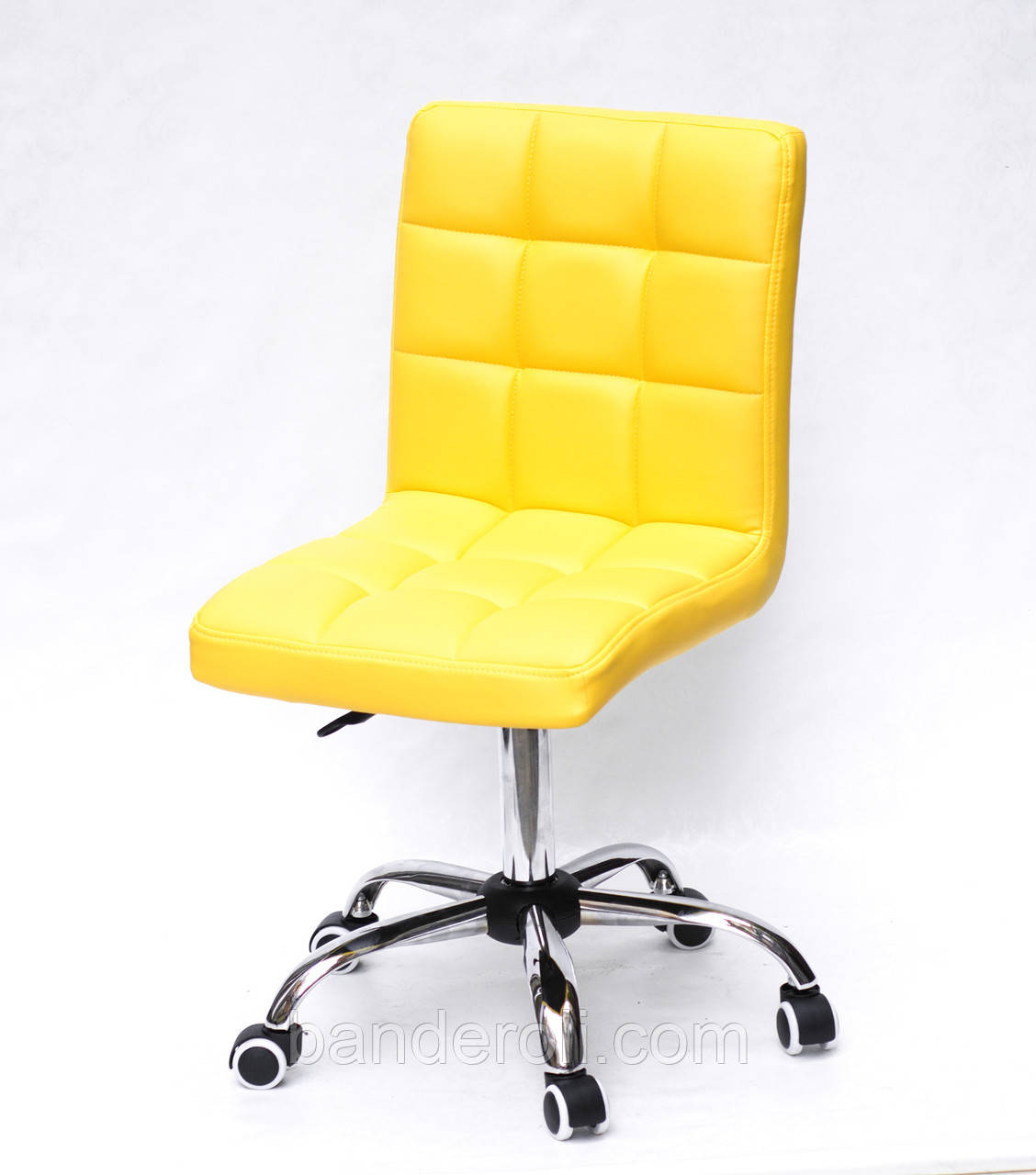 Крісло Augusto CH-Office екокожа ЖОВТИЙ 1006 хромованою хрестовиною з колесами і регулюванням висоти, фото 1