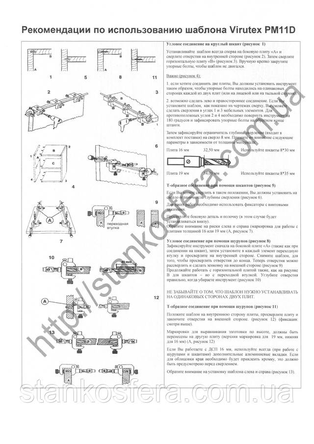 Мебельный шаблон Virutex PM11D инструкция на русском языке