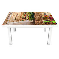 Виниловая наклейка на стол Прованс Горшочки с цветами (на мебель интерьерная ПВХ пленка 3Д) улицы 600*1200 мм