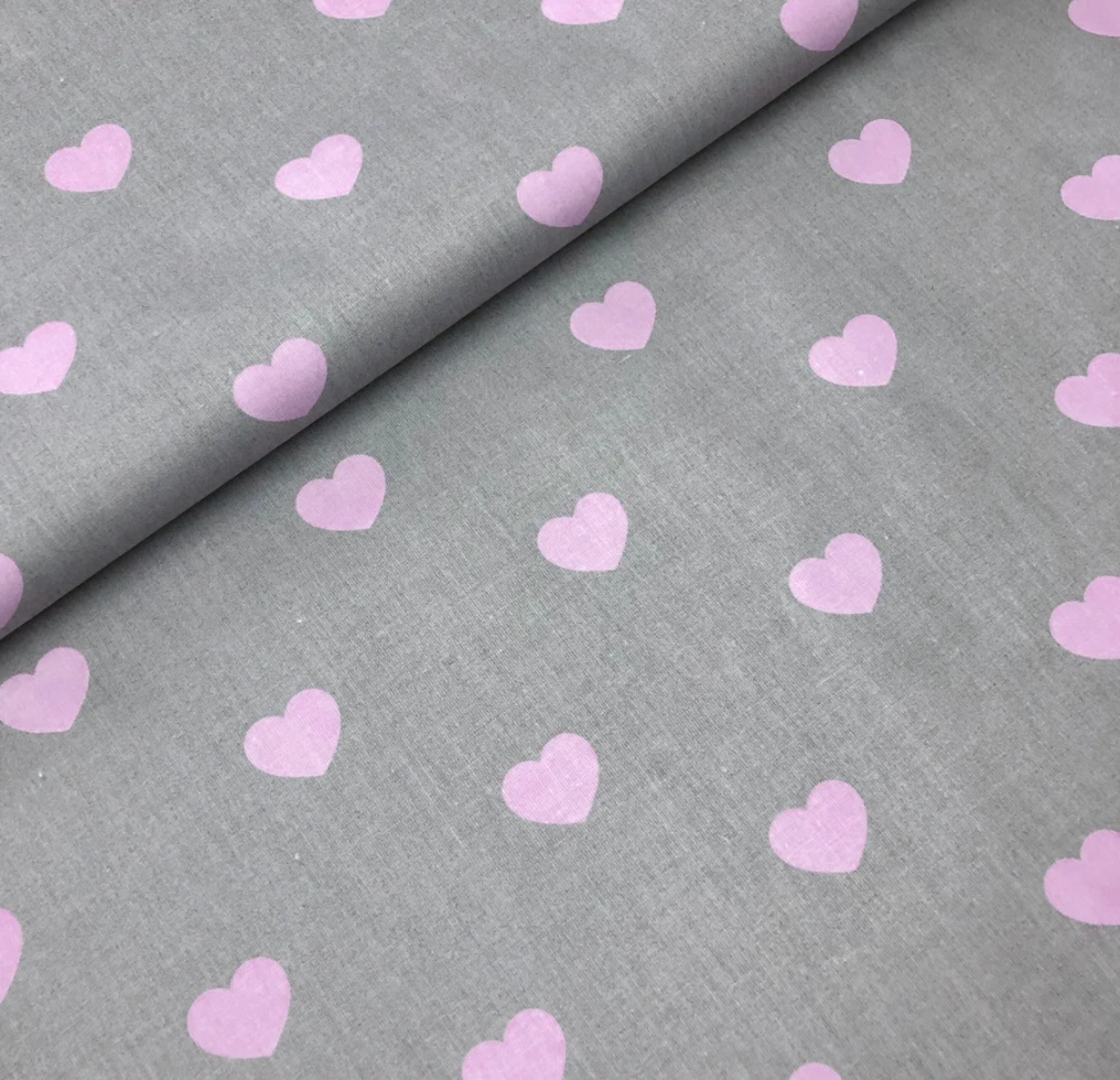 Польська бязь "рожеві серця на сірому", фото 1