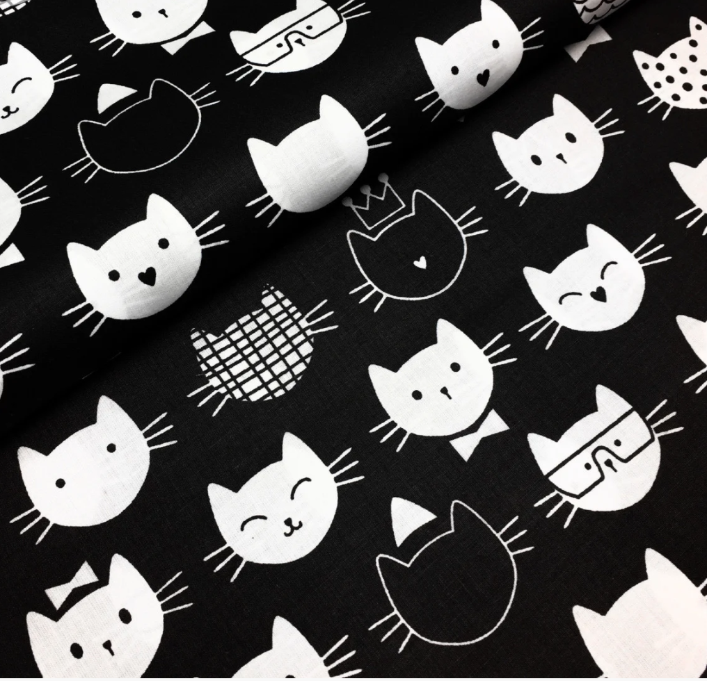 Польська бязь "кішки білі на чорному", фото 1