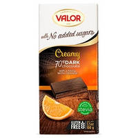 Черный шоколад с апельсином без сахара, со стевией. Valor (100 г)