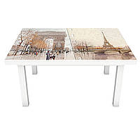 Виниловая наклейка на стол Ретро 02 (на мебель интерьерная ПВХ пленка 3Д) Париж Эйфелева башня беж 600*1200 мм
