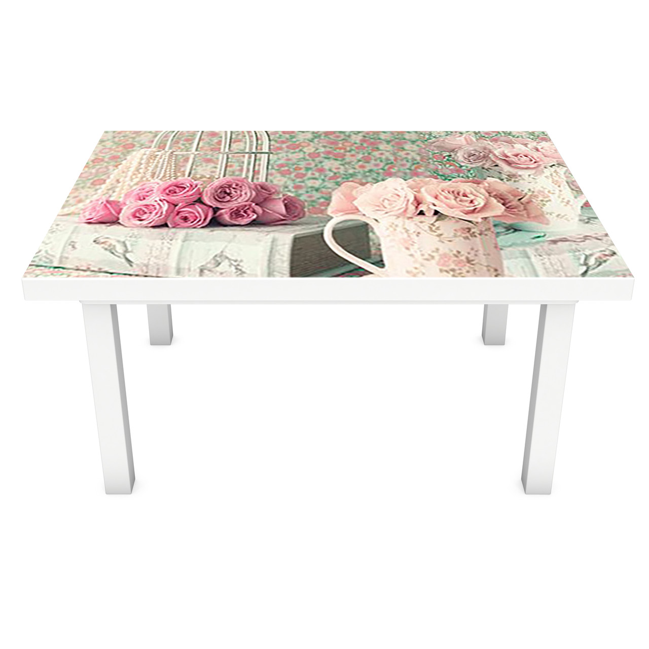 Вінілова наклейка на стіл Прекрасне ранок 02 (на меблі інтер'єрна ПВХ плівка 3Д) ретро рожевий 600*1200мм, фото 1