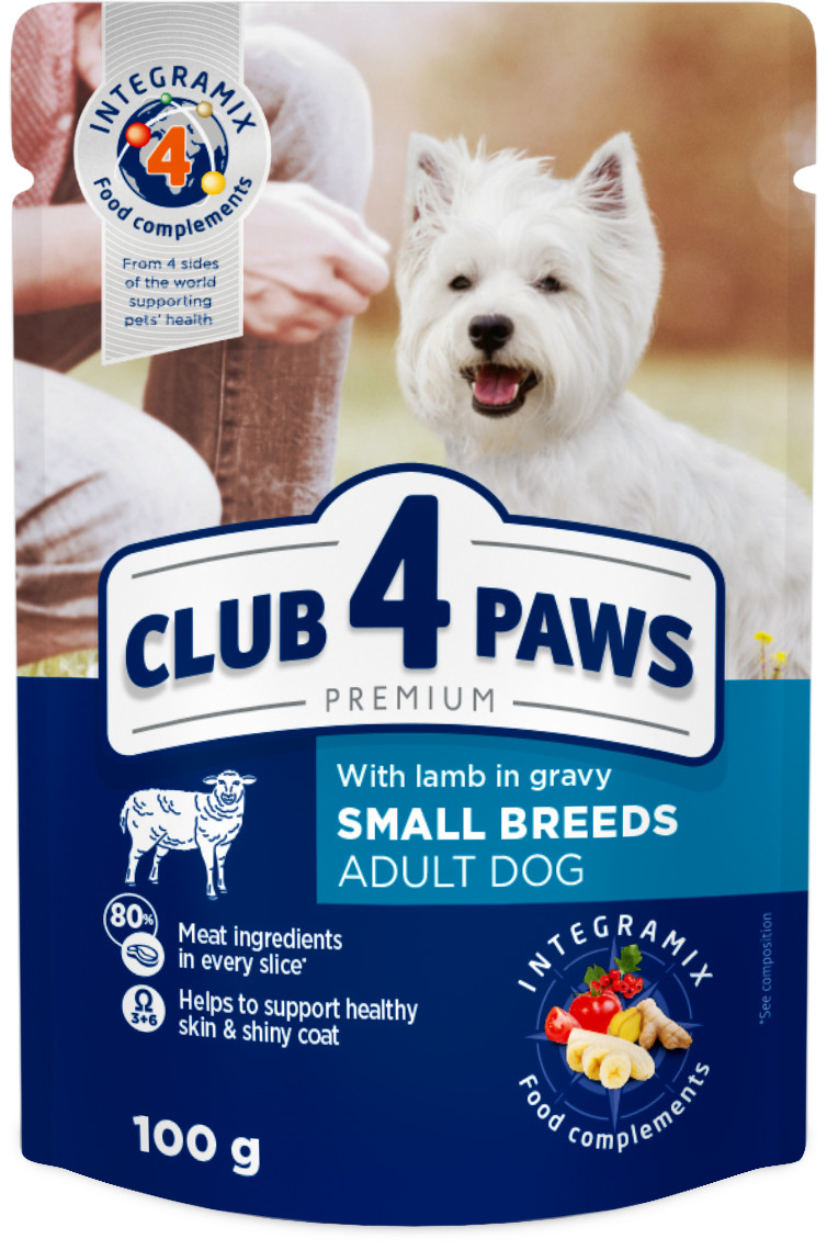 Клуб 4 Лапи Преміум 100 г для дорослих собак малих порід з ягням в соусі вологий корм