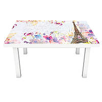 Вінілова наклейка на стіл Акварельний Париж під цеглу (на меблі інтер'єрна ПВХ плівка) білий 600*1200мм