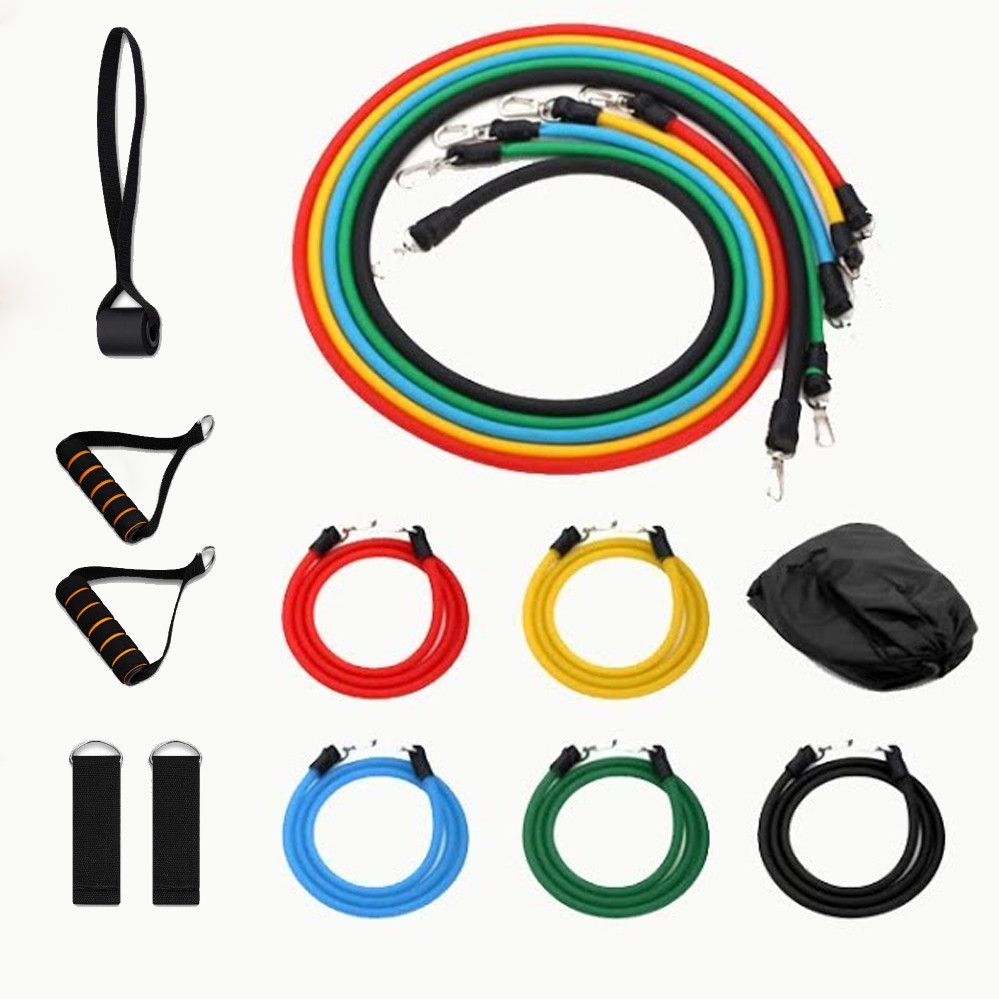 Набір трубчастих еспандерів для вправ фітнесу та спорту Power Bands 5 джгутів Бубновського чохол гумки, фото 1