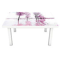 Виниловая наклейка на стол Розовое озеро Краски (на мебель интерьерная ПВХ пленка 3Д) вода розовый 650*1200 мм