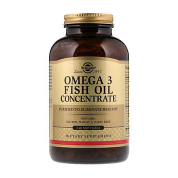 Омега 3 концентрат риб'ячого жиру Солгар / Solgar Omega 3 Fish Oil Concentrate 240 капсул