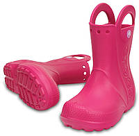 Детские резиновые сапоги (дождевики) Crocs Handle It Rain Boot Kids, оригинал (12803) темно розовый, 23