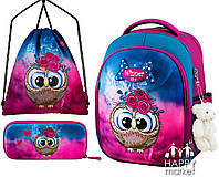 Комплект школьный рюкзак каркасный пенал и сумка для девочки Winner-One Совушка 6014