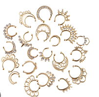 Фейк септум позолота. Сережки в ніс обманка. Імітація пірсингу септуму