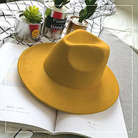 Шляпа женская фетровая Федора с устойчивыми полями желтая