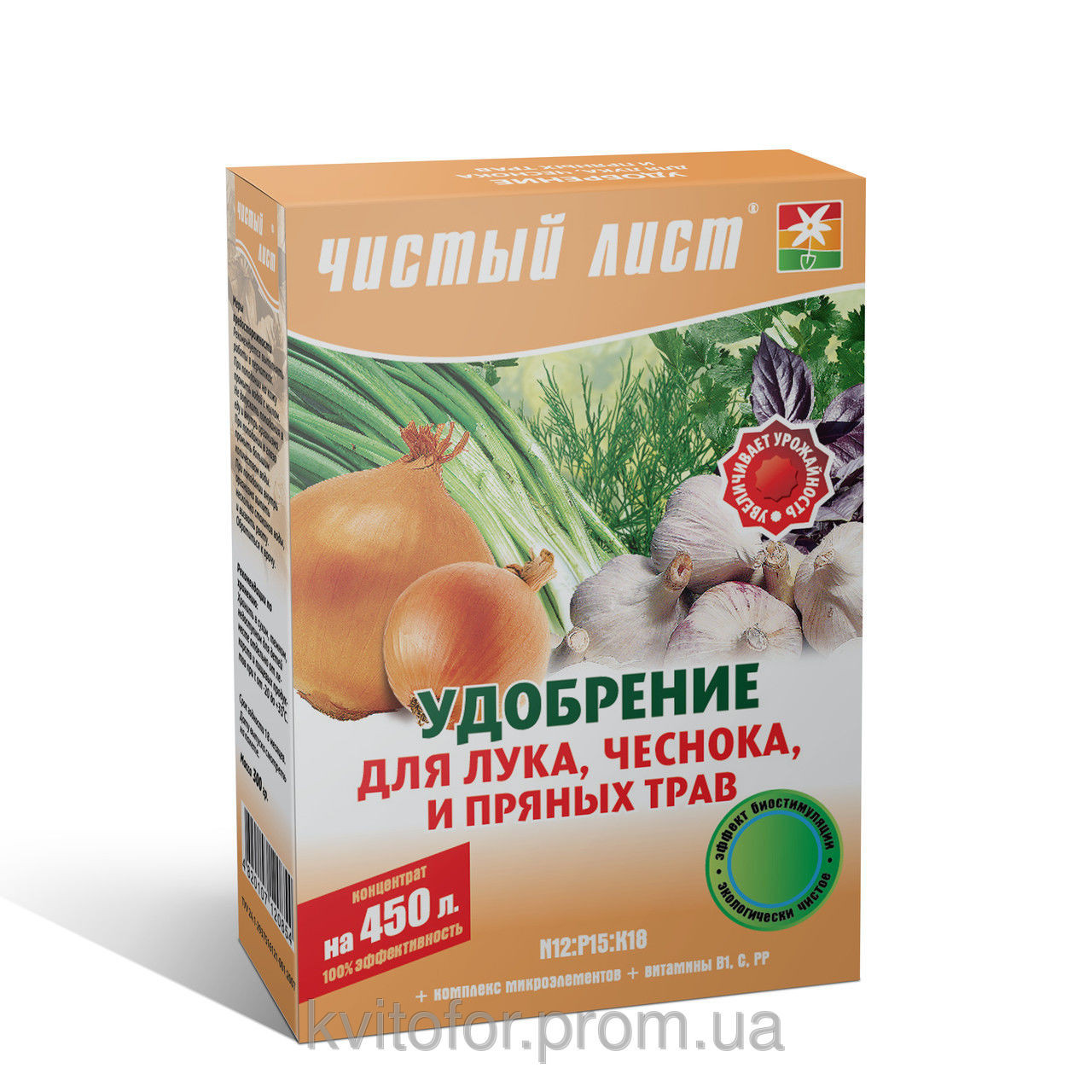 Чистий Лист добриво для цибулі, часнику та пряних трав, 300 г