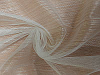 Тюль сетка вертикальная полоска Elmas с люрексом белая