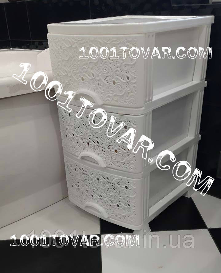 Комод пластиковий білий Ажур, на 3 ящики. Efe (Ефе) Україна, фото 1