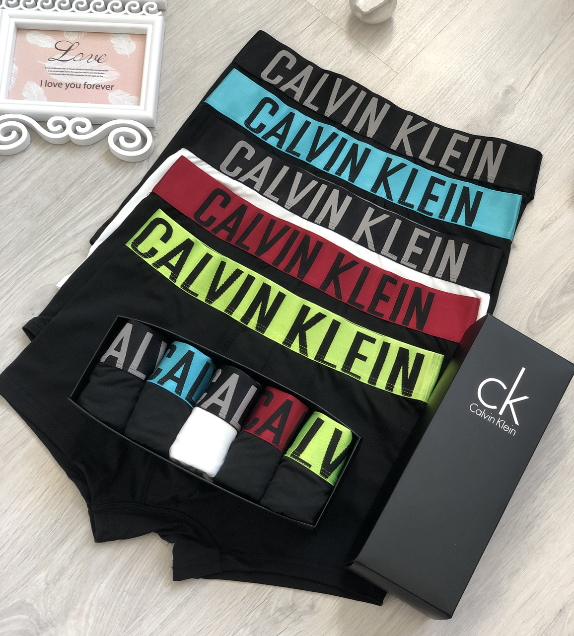 Набір нижньої білизни Calvin Klein Intense | Стильні боксерки Кельвін Кляйн 5 шт + подарункова упаковка!
