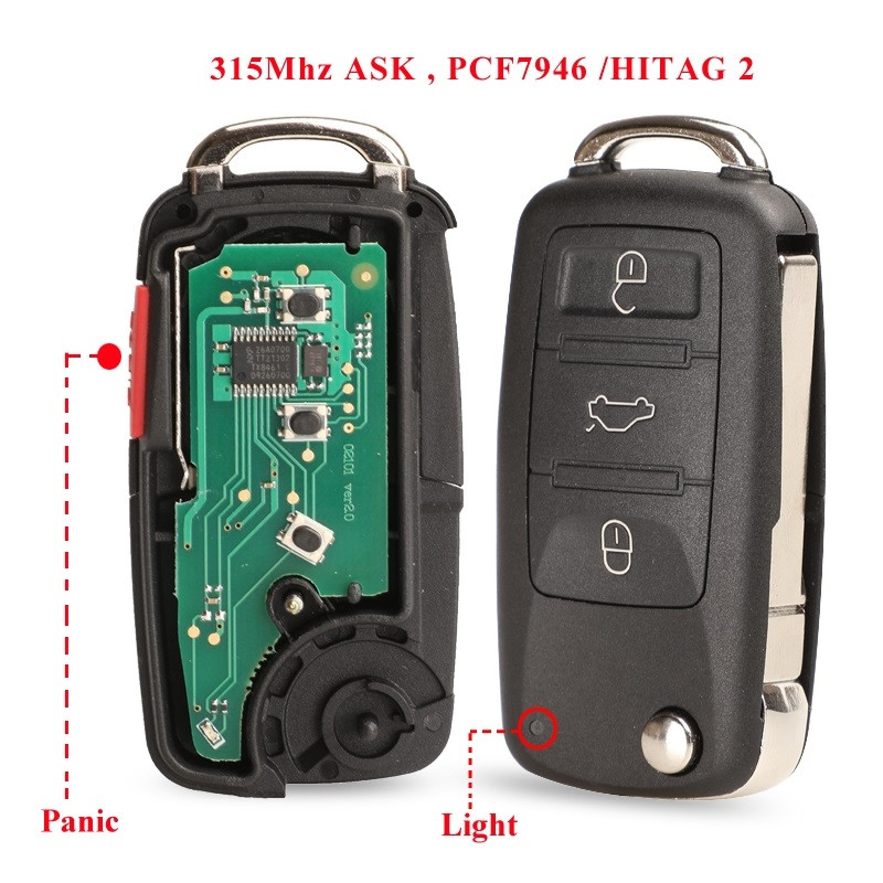 Смарт-карта FCCID KR55WK45022 ключ ID46 PCF7946 HiTag2 (4 кнопки) 315 Мгц HAA (HU66) Volkswagen Touareg VW Pha