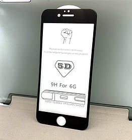 Захисне скло на iPhone 6, 6s протиударне 5D full glue Black чорне