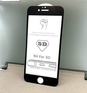 IPhone 6, 6s захисне скло на телефон протиударне full glue Black чорне, фото 1