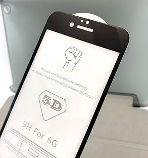 IPhone 6, 6s захисне скло на телефон протиударне full glue Black чорне, фото 3