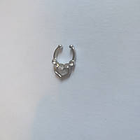 Фейк септум сріблястий. Сережки в ніс обманка. Імітація пірсингу септуму