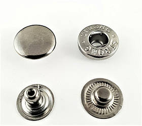 Кнопка металева Альфа 12,5 мм. Нержавійка колір тем.нікель (50 шт. в пакованні)