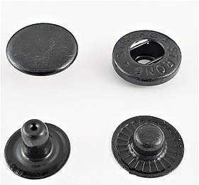 Кнопка металева Альфа 12,5 мм. Нержавійка колір чорний нікель (50 шт. в пакованні)